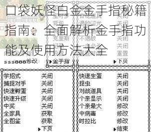 口袋妖怪白金金手指秘籍指南:全面解析金手指功能及使用方法大全